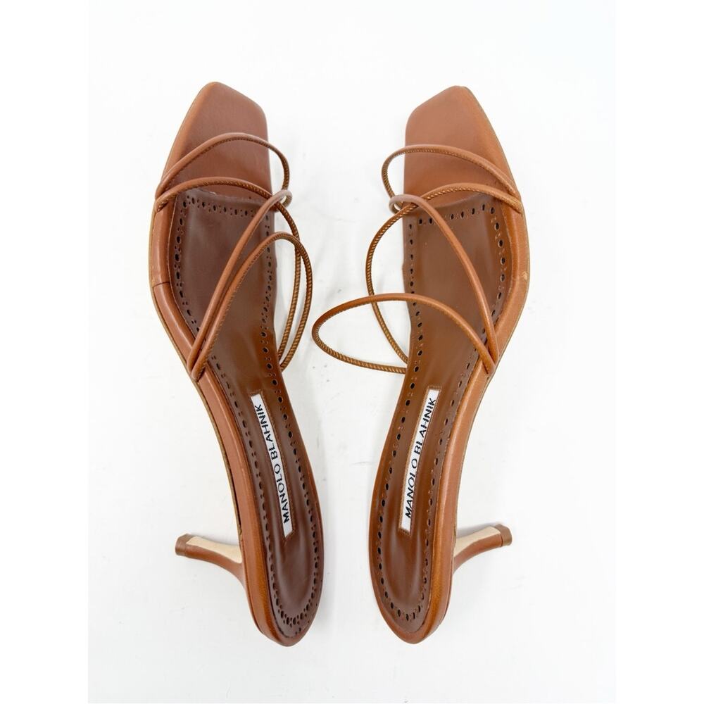 Manolo Blahnik Ninfemu Leather Strappy Sandals Womens Size EU 38.5 - Picture 7 of 9